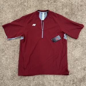 New Balance 3000 Batting Jacket Men's Large Maroon Gray Baseball Pullover MT737